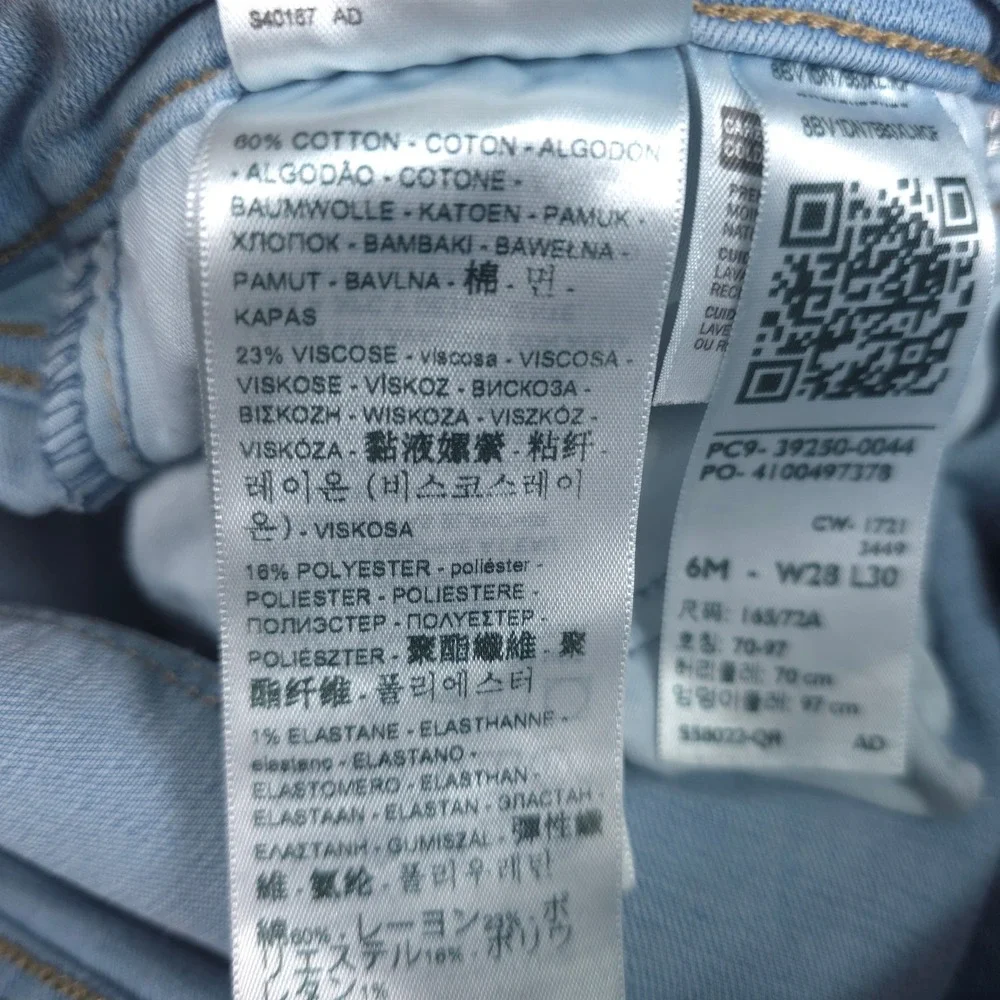 Levi Strauss Classic Straight Jeans Men 28x30 Cotton Blue Stretch Light Wash